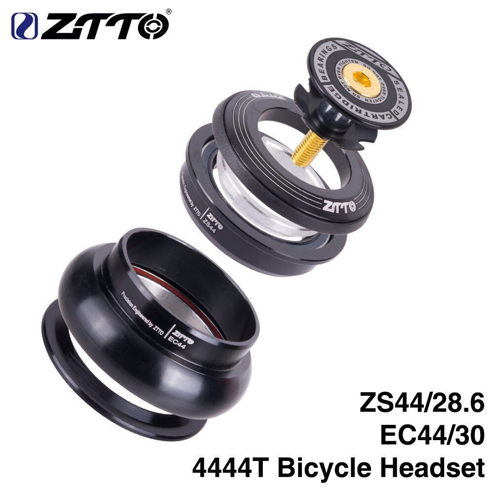 ZTTO 4444T MTB Bike Road Bicycle Headset 44mm ZS44 CNC 1 1/8"-1 1/2" 1.5 Tapered Tube fork Internal Threadless EC44 Headset: 4444T BLACK