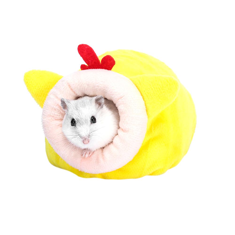 Mini petit nid pour animaux de compagnie mignon confortable en peluche doux hérisson Hamster maison lit Cage petit coton lit de couchage pour Hamster: YELLOW