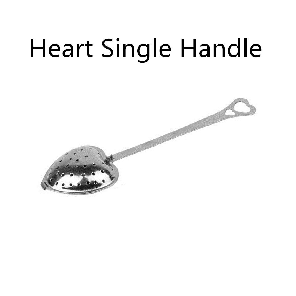 Stainless Steel Tea Infuser Tea Strainer Coffee Filter Tea Infuser Firmly Filter Tea Bag Diffuser Kitchen Teapot Gadget: Heart Single Handle