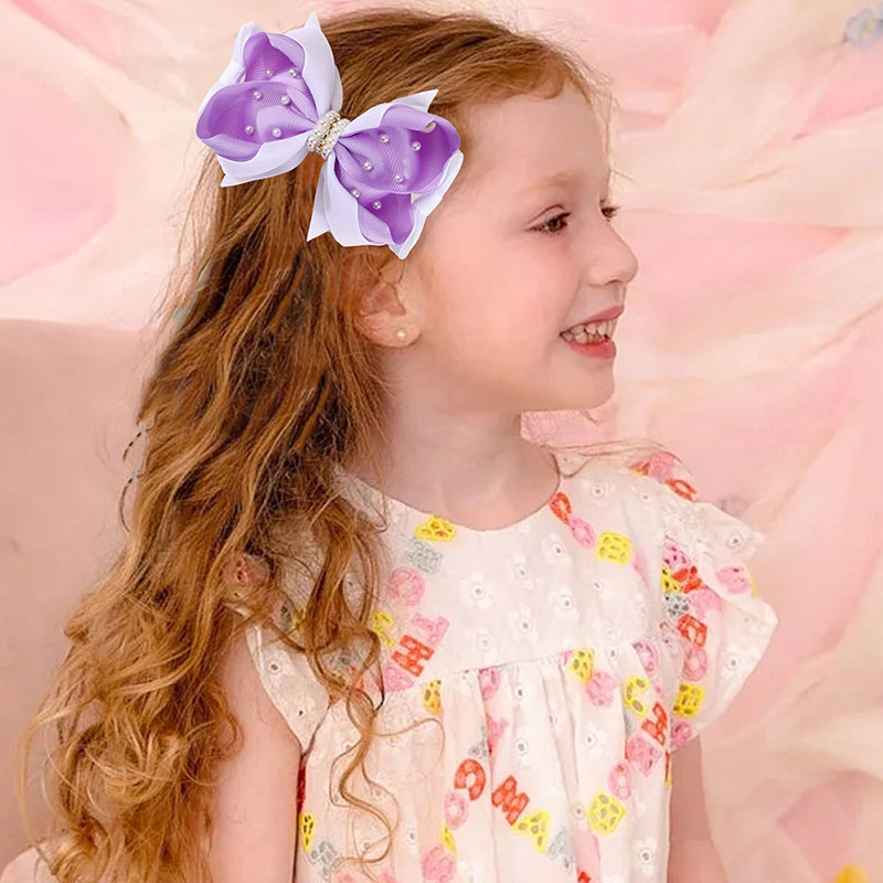 Pinzas para el pelo de perlas para niñas, horquillas con diamantes de imitación, cinta Rosa dulce, herramientas de peinado para el cabello para niños, diademas para niños
