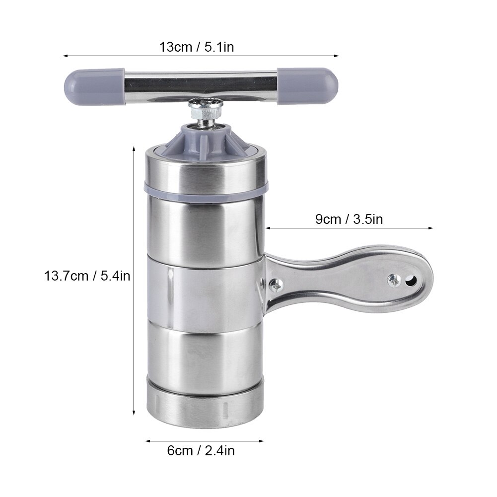 Stainless Steel Household Manual Noodles Maker DIY Noodle Pressing Making Machine with 2 Molds DIY Noodle Maker Tool