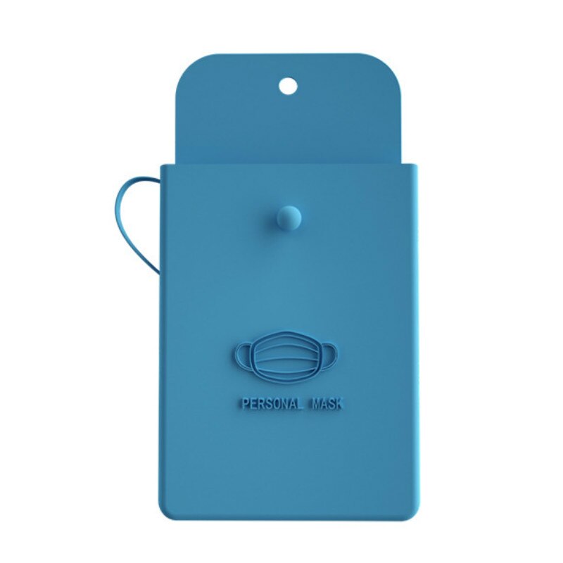 Silicone Mask bag Portable Face Mask Holder Storage Box students Reusable Facemask Storage bag Mask Bag Dustproof Face Mask Case: Blue