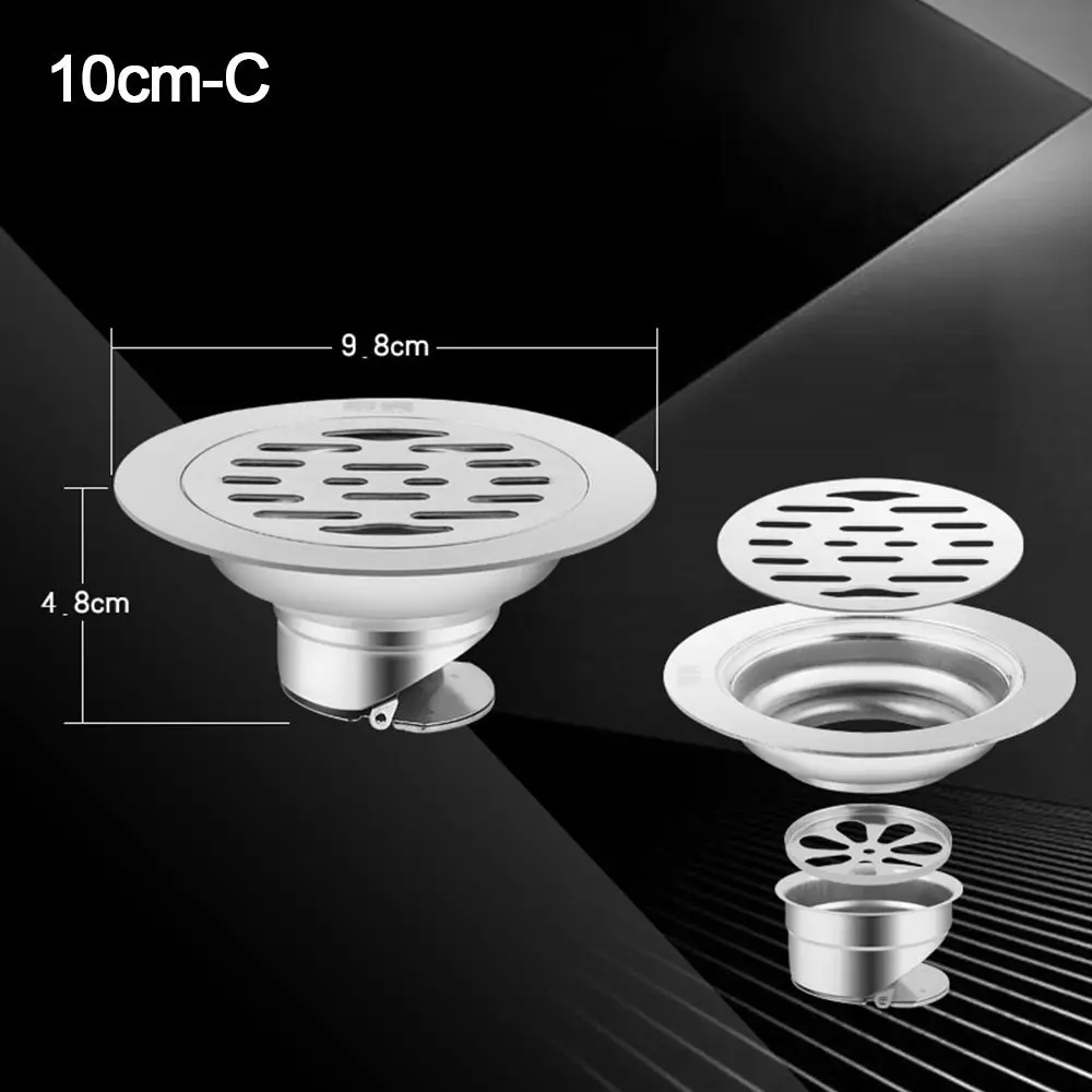 with Grid Grate Cover Shower Floor Drain Stainless steel Square Dual-purpose Floor Drain Dectable Backflow Preventer: Red