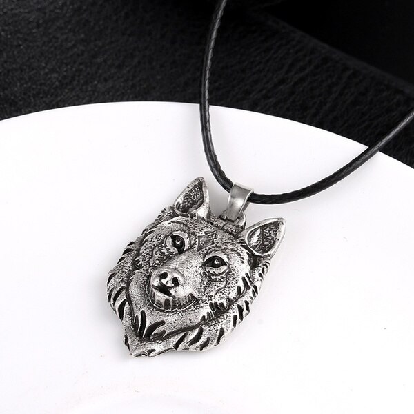 1 Pc Tibetaans Zilveren Wolf Hoofd Hanger Ketting Amulet Dier Viking Mannen Sieraden