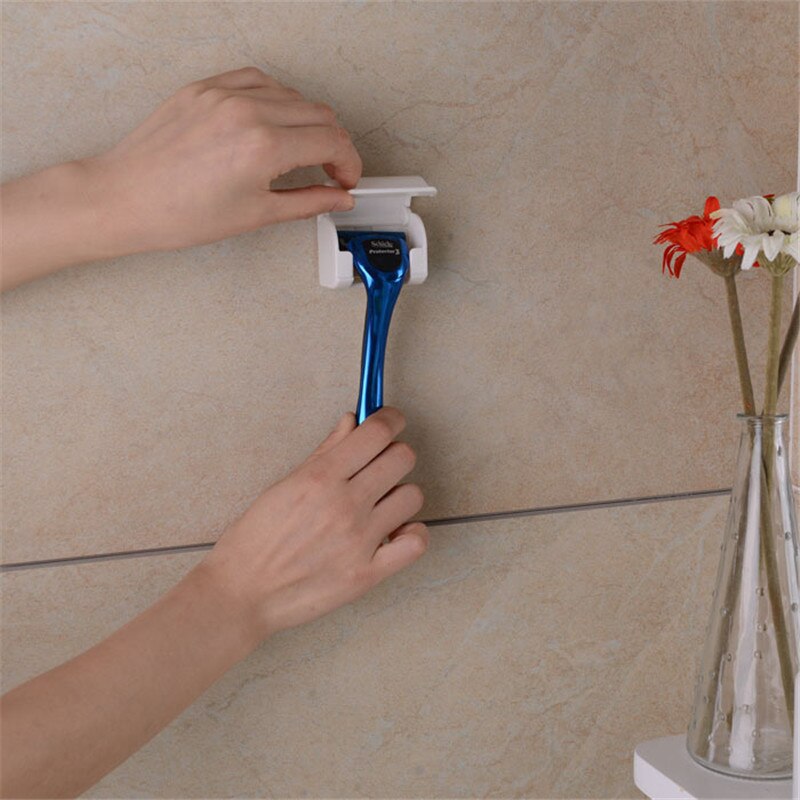 1 stks Mini Scheerapparaat Houder Sticker Scheermes Houder Compact ruimtebesparend Scheerapparaat Opknoping Opbergrek Met Stofkap Cap voor Badkamer