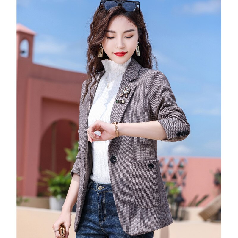 Blazer Femme Manches Mi-longues - 1 Bouton - Pour Bureau, Travail, Tenue Élégante - Polyester/Élasthanne - 4