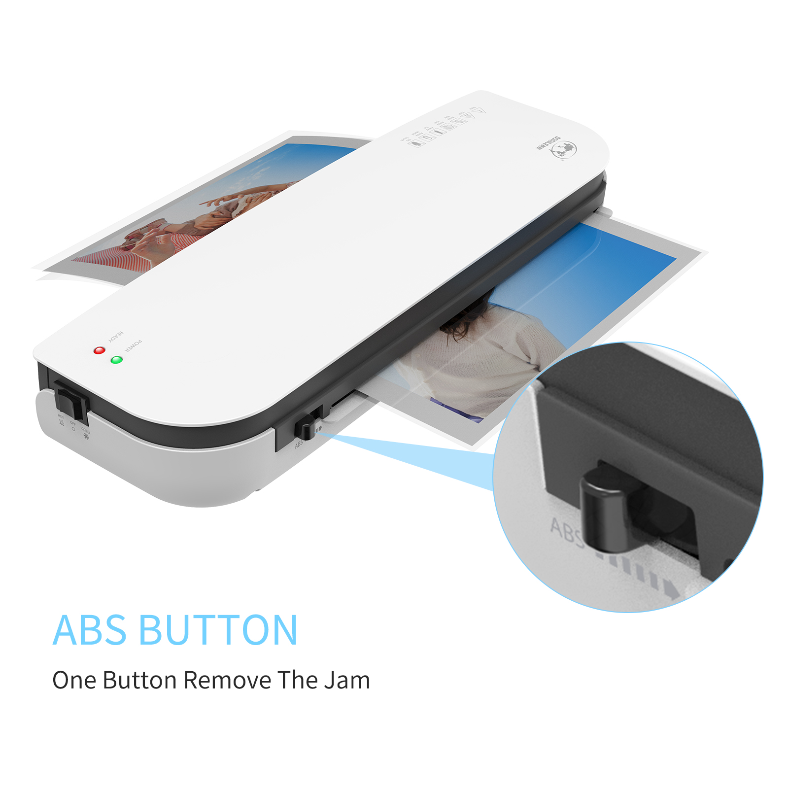SL289 Desktop Laminator Machine Set A4 and Cold Lamination Suitabe for A4/A5/A6 Laminating Pouches for Home Office School
