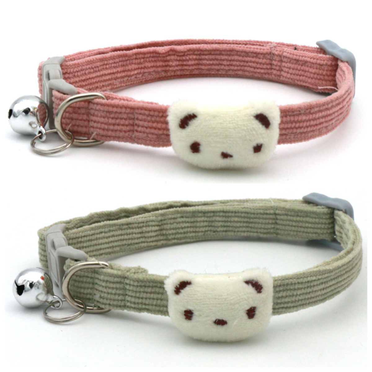 Joli collier réglable pour animaux de compagnie, 2 pièces, ours de dessin animé, en peluche douce, avec cloche, accessoires pour petits chiens, collier pour chat, fournitures pour animaux de compagnie: YELLOW