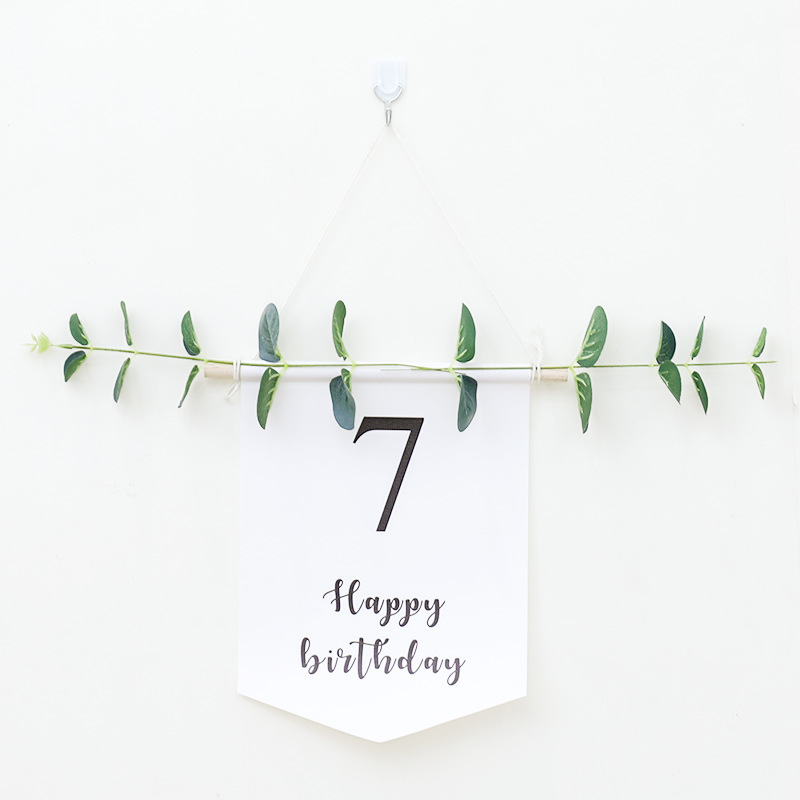 Banderole blanche pour anniversaire de 1 à 9 ans, guirlande de banderole, décoration pour premier anniversaire, fête prénatale, cent jours: 7th Banner