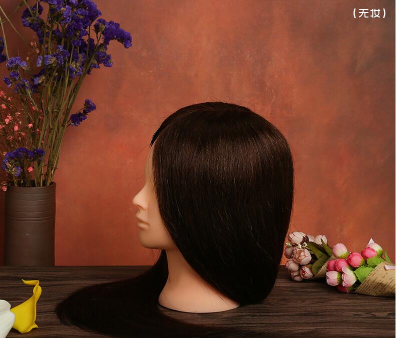 Training Head hair 68cm Brown hairdressing dolls head Mannequin Hairdressing Styling Mannequin Head