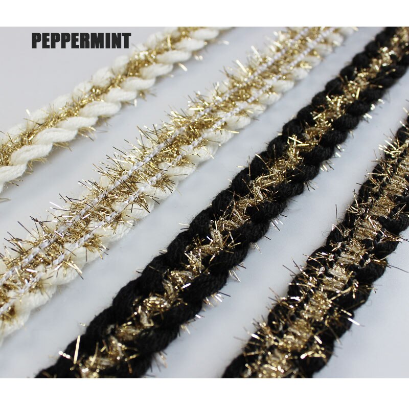 1 yard Black & white Braid Trim golden Gemengde Touw Kant deco geweven Singels Naaien Accessoire voor Kleding DIY Trimmen