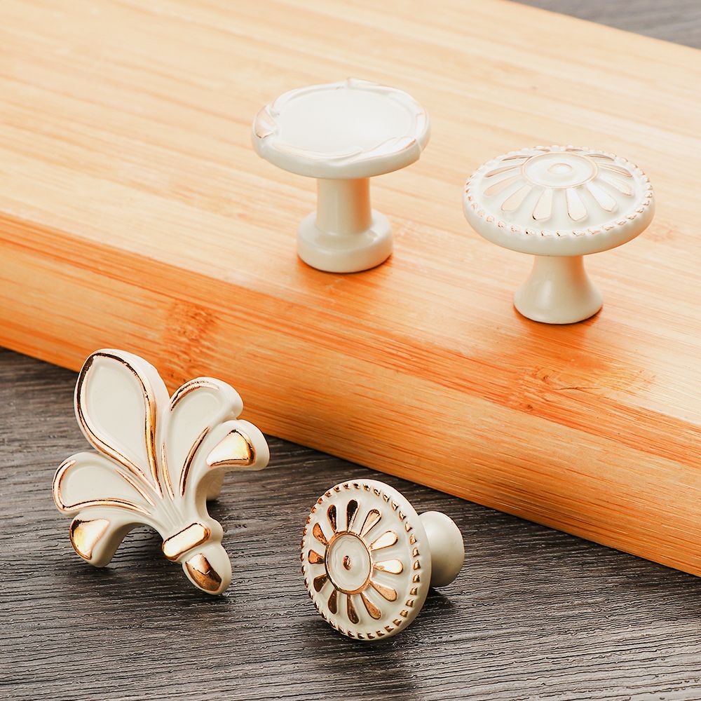 Zinc Alloy Ivory White Cabinet Handles Kitchen Cupboard Door Pulls Drawer Knobs European Furniture Handle Hardware