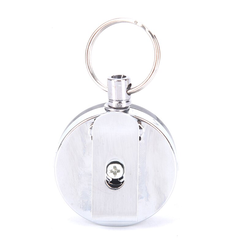 Unique Silver Metal Retractable Pull Key Chain Reel ID Badge Lanyard Name Tag Card Badge Holder Reel Recoil Belt Clip