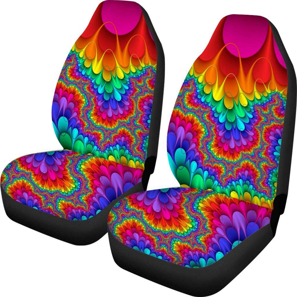 2pcs Front Car Seat Cover Automobiles Seat Covers Protector Cushion Fabric Cases Rainbow Universal For Sedan SUV Truck Auto: Type A