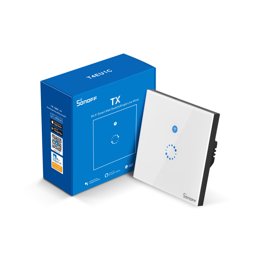 Itead SONOFF T4EU1C pas de fil neutre requis commutateur Wifi Smart mur interrupteur tactile interrupteur de fil de feu unique e-welink contrôle: Default Title