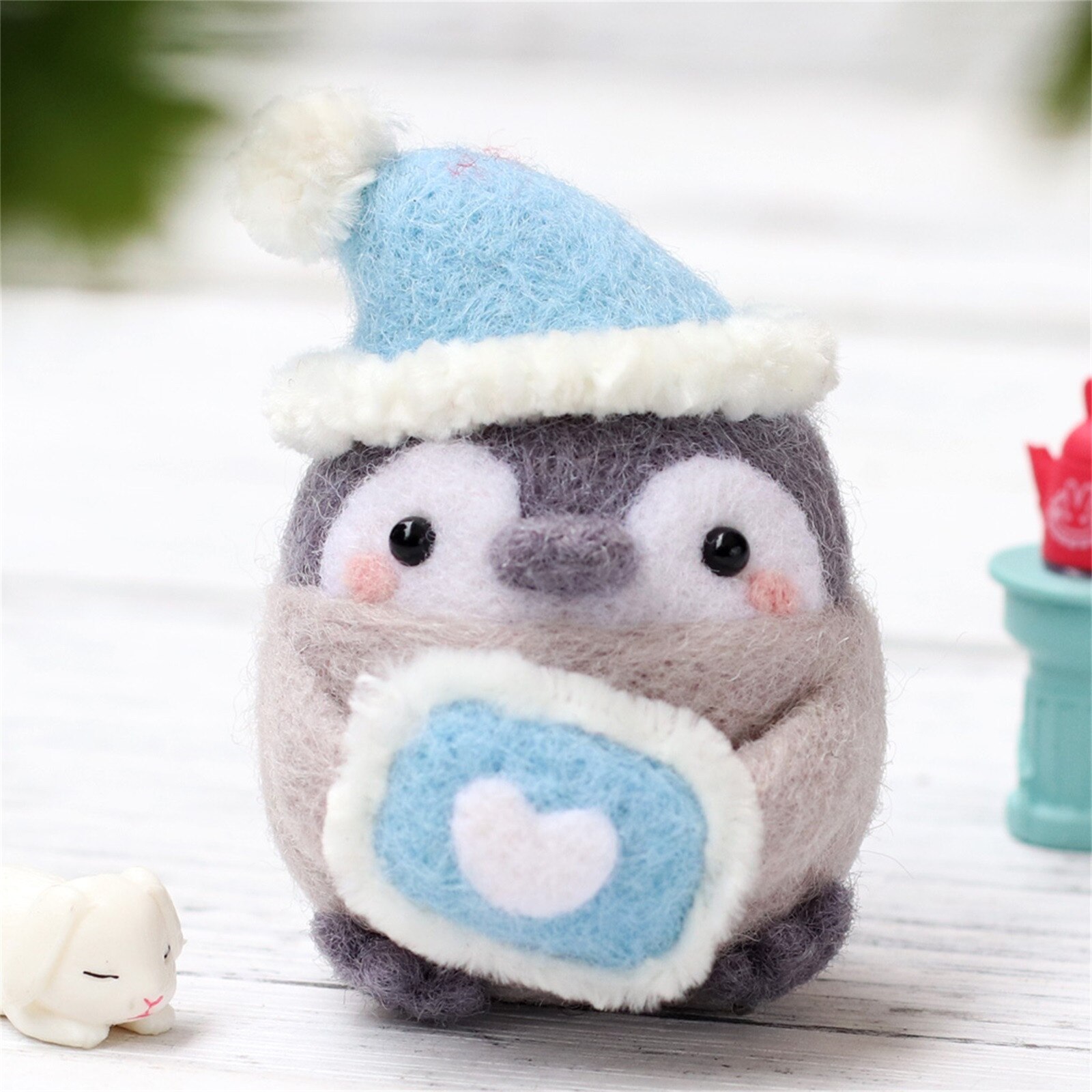 Kawaii Pinguin Handgemachte DIY Sack Wolle Filze Material Paket Nadel Filzen Bausatz Plüsch Spielzeug Erwachsene freundlicher Anfänger Hause Spaß Fieltro: E