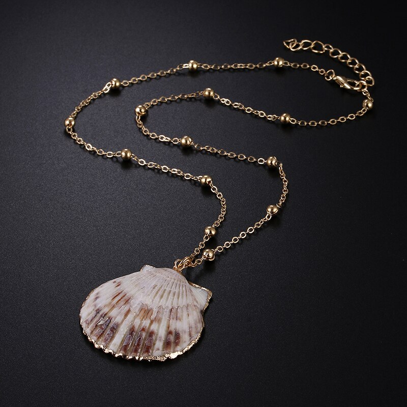 Boho Conch Zeeschelp Ketting voor Vrouwen Mode Gouden Ketting Choker Natuurlijke Shell Hanger Porceleinslak Ketting Vrouwelijke Zomer Sieraden