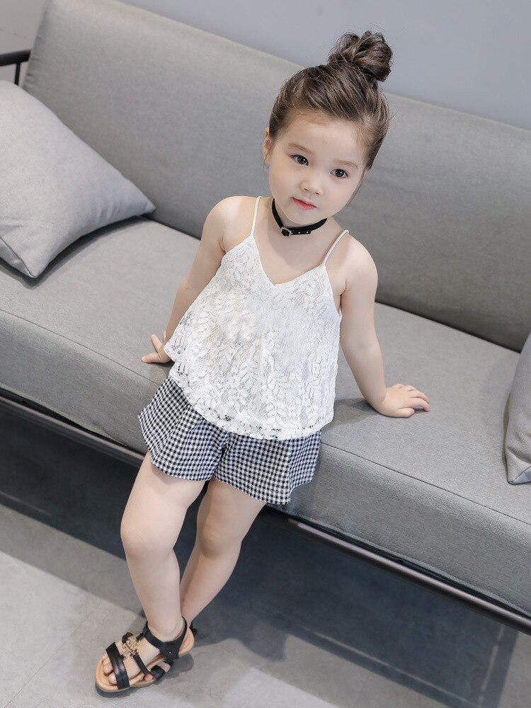 Pantaloncini con bretelle in pizzo abito estivo coreano per ragazze nuove