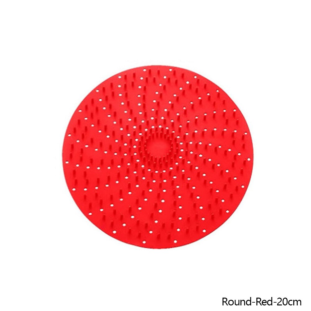 Alfombrilla para freidora de aire, cesta de silicona antiadherente de grado alimenticio para freidoras de aire de 8/9 pulgadas, accesorios de cocina: B-Round-Red-20cm