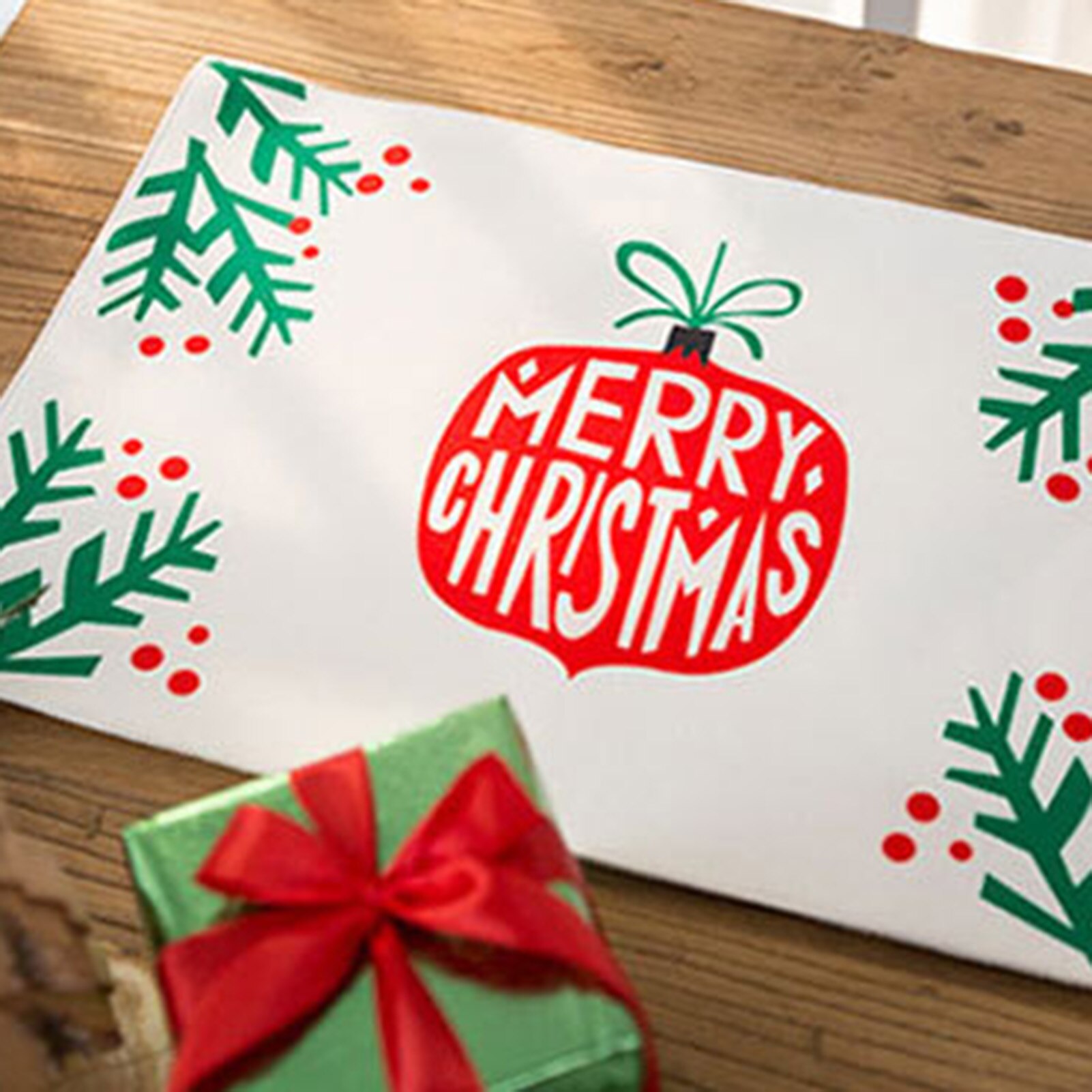 Glædelig jul varmebestandig dækkeserviet tallerkenmåtte pude festdekoration