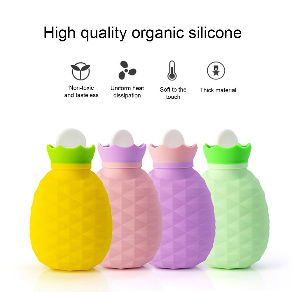 Pineapple Shape Silicone Water Bottle Hand Warmer Winter Warming Bag 200ml TI99