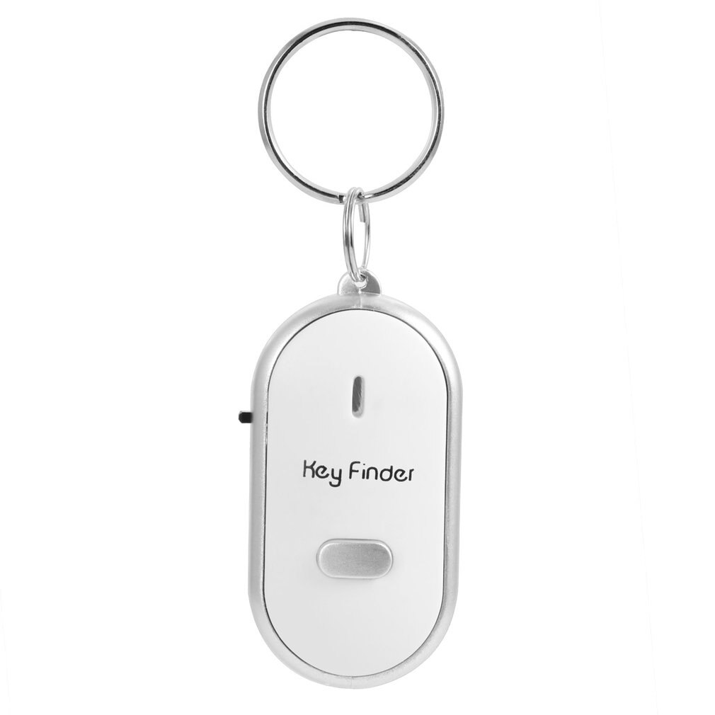LED Whistle Key Finder Flashing Beeping Sound Control Alarm Anti-Lost Key Locator Finder Tracker with Key Ring: white