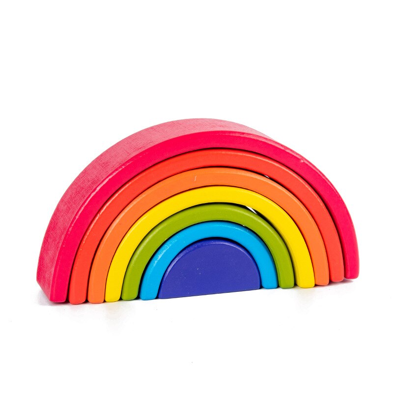 Holz Regenbogen Blöcke Regenbogen Stacker Holz Spielzeug Nesting Puzzle Regenbogen Bausteine Montessori Lernen Pädagogisches Spielzeug: 7pcs rainbow1