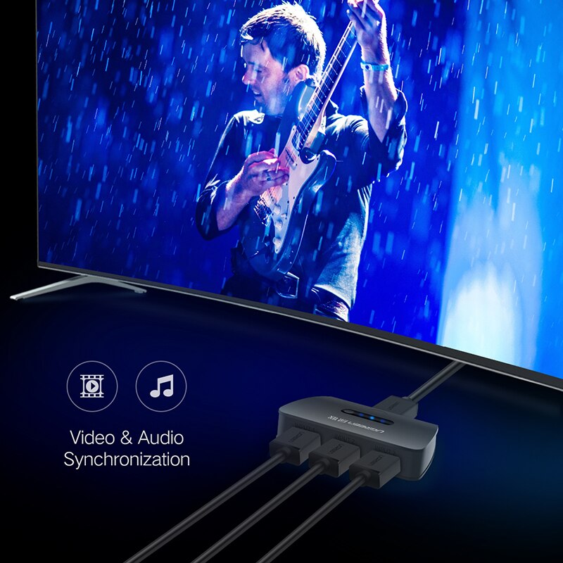 Ugreen 3 port hdmi switch 1080p switcher hdmi splitter hdmi port til xbox 360 ps3 ps4 android hub 3 input  to 1 out hdmi adapter