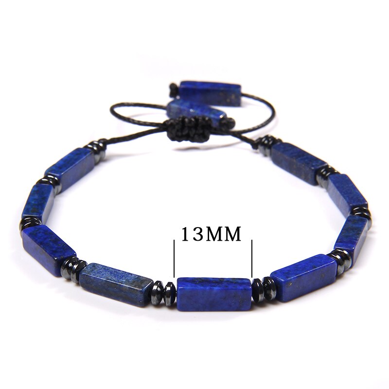 Bracelet tressé en forme de Tube carré pour homme et femme, bijou en pierres de sang naturelles, ajustable, tendance, Yoga, énergie