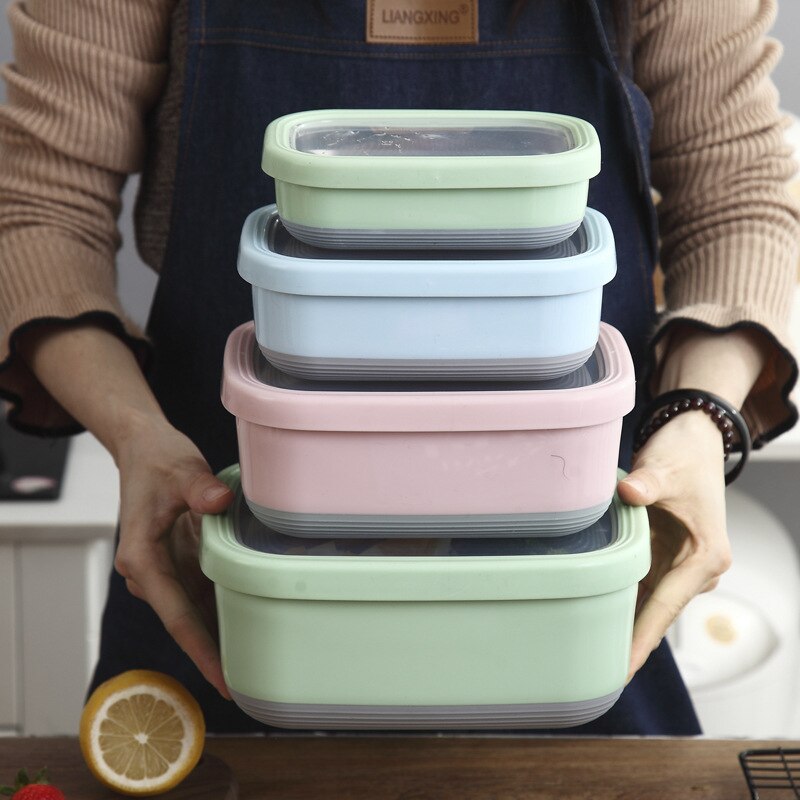 Rectangular Stainless Steel Crisper Box Food Storage Container Student Lunch Box Bento Box Kitchen Tool Food Leakproof Storage