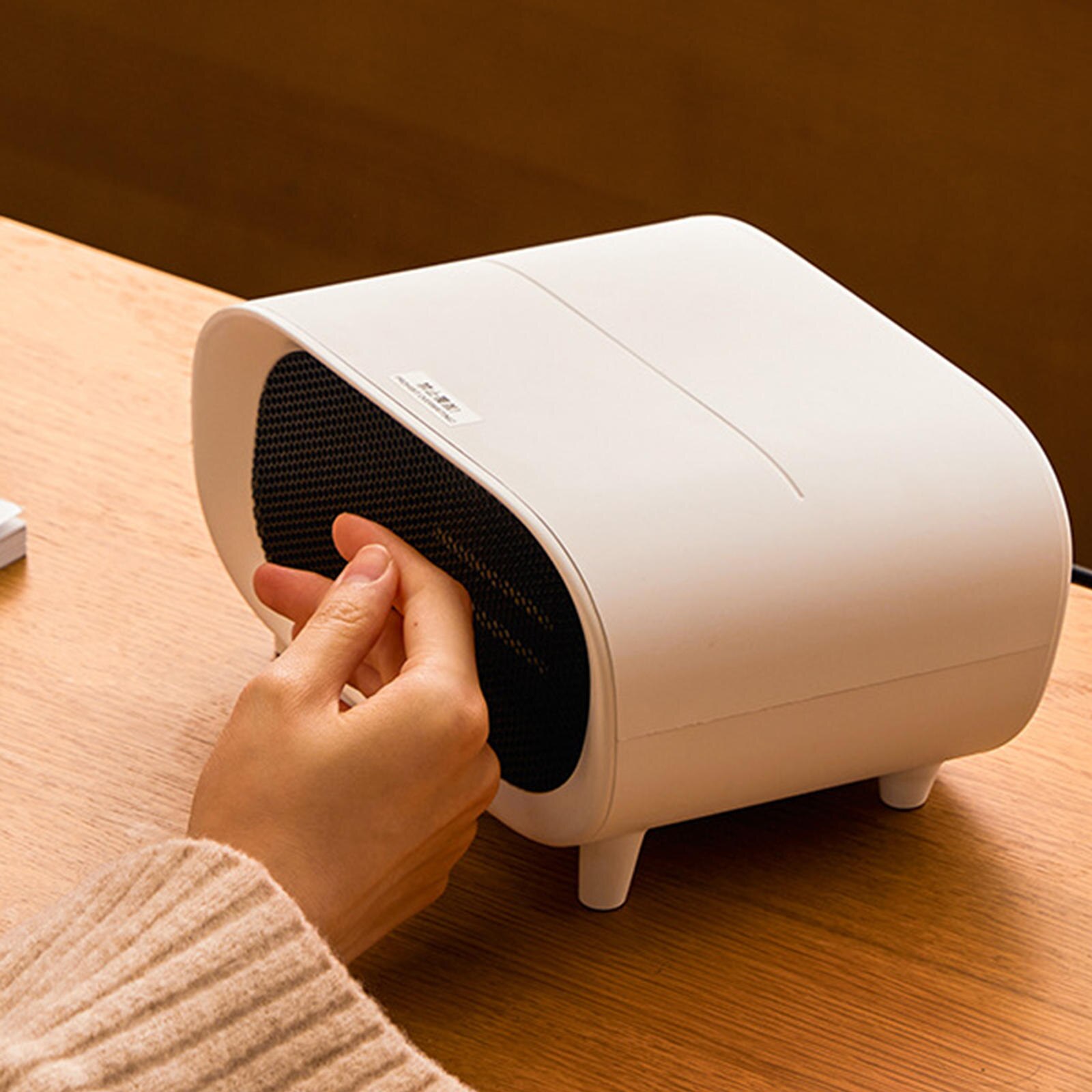 Mini Ceramic Heater, Small Portable Quiet with Adjustable Thermostat Electric Heater Fan, for Indoor Home Desk Bedroom Office: white