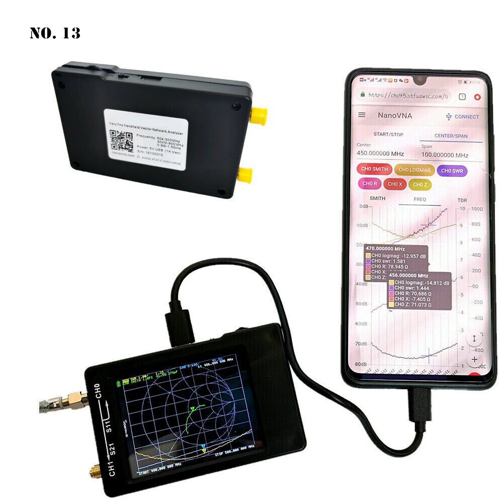 NanoVNA-H Antenna Network Analyzer 50KHz-1.5GHz Frequency Short Wave Vector Analyzer MF/HF/VHF/UHF 2.8" Digital LCD Touch Screen