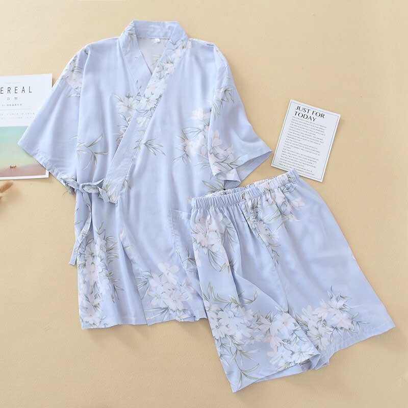 Zomer Japanse Stijl V-hals Pyjama Set Comfort Gaas Katoen Korte Mouw + Shorts 2 Stuks Homewear Vrouwen Zoete casual Wear