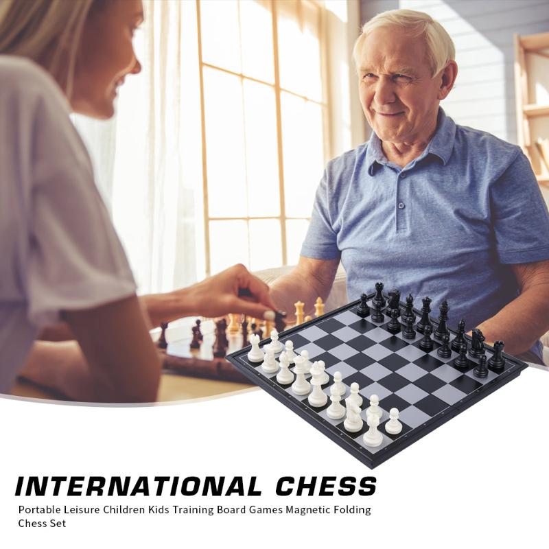 Jeu d'échecs pliant magnétique jeu d'échiquier Portable jeu d'échecs noir blanc