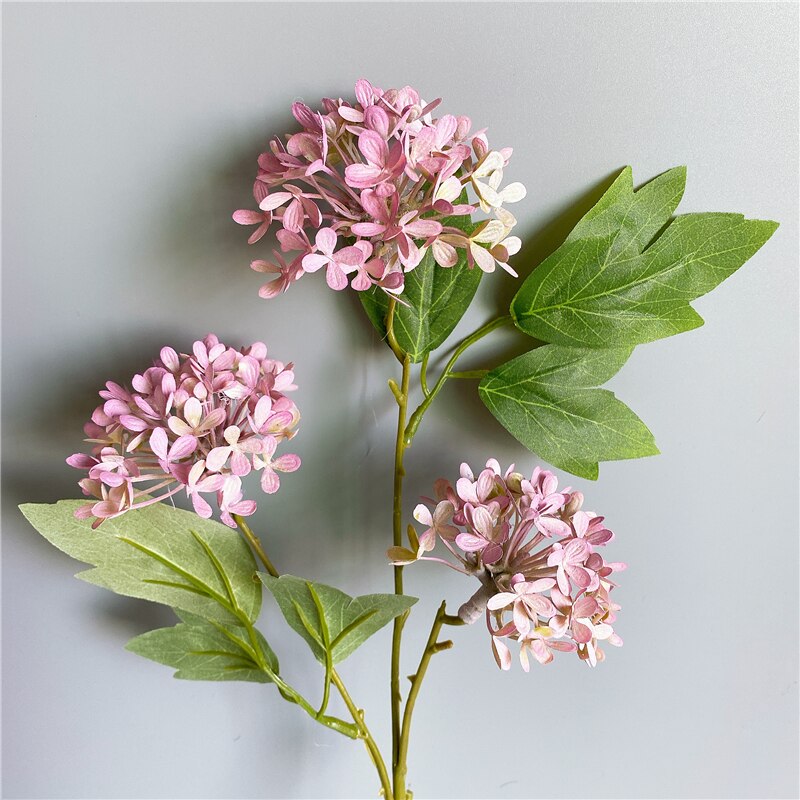 Lilac Hydrangea flower branch plastic artificial flowers for garden decor flores artificiales: Purple
