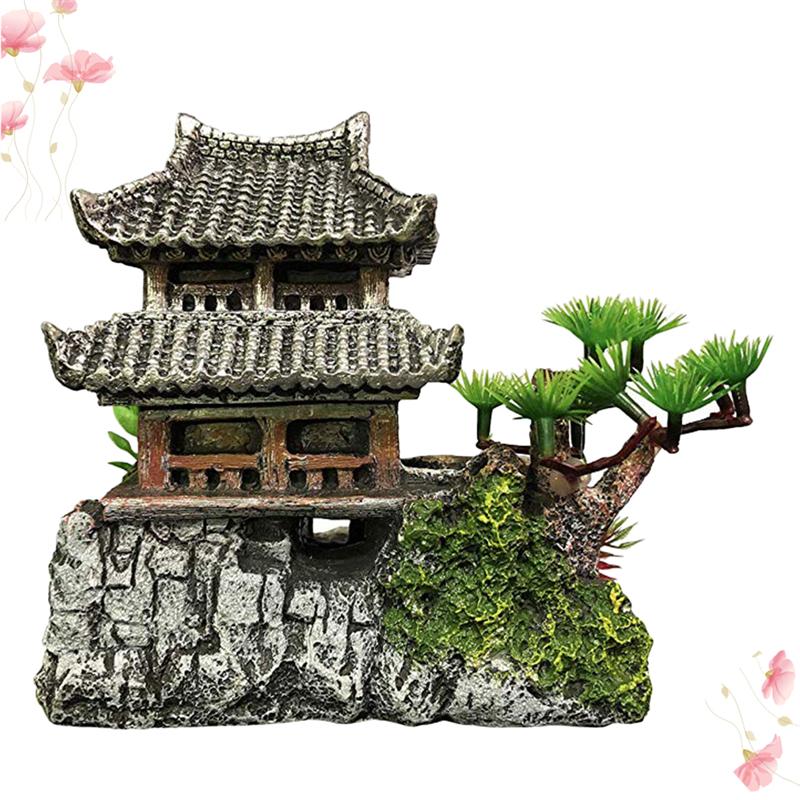 Kunstmatige heuvelhuisdecoratie, prachtige landschapskunstwerken van hars voor aquariumdecoratie-accessoires (gebouw)