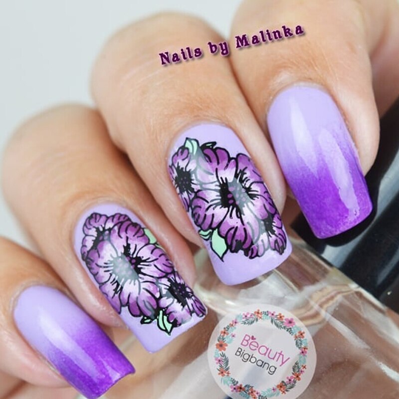 BeautyBigBang Stamping Plates 6*12cm Summer Flower Butterfly Nail Mold Accessories Plate Rectangle Nail Art Template BBB XL-011