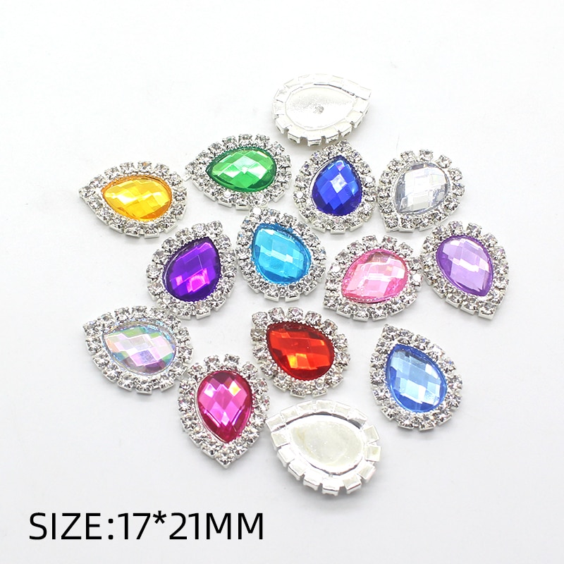 10pcs/lot17*21mm metal Water rhinestoneMaterial AcrylicMaterial MixDIY clothes, crafts, sewing, handmade jewelry accessorie