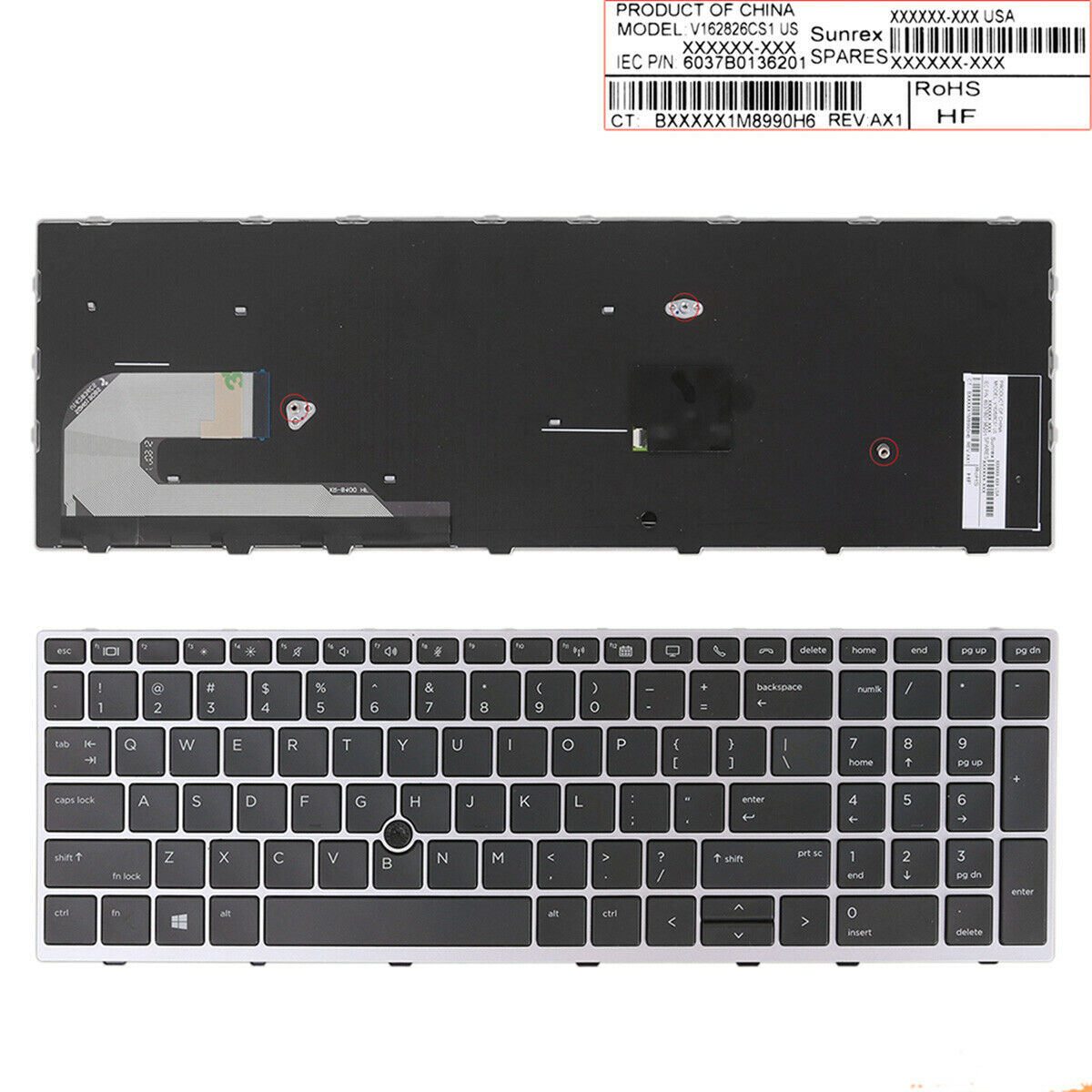 Keyboard Voor Hp Elitebook 850 G5 755 G5 Zbook 15u G5 (Met Punt, Win8, Ons) zonder Achtergrondverlichting
