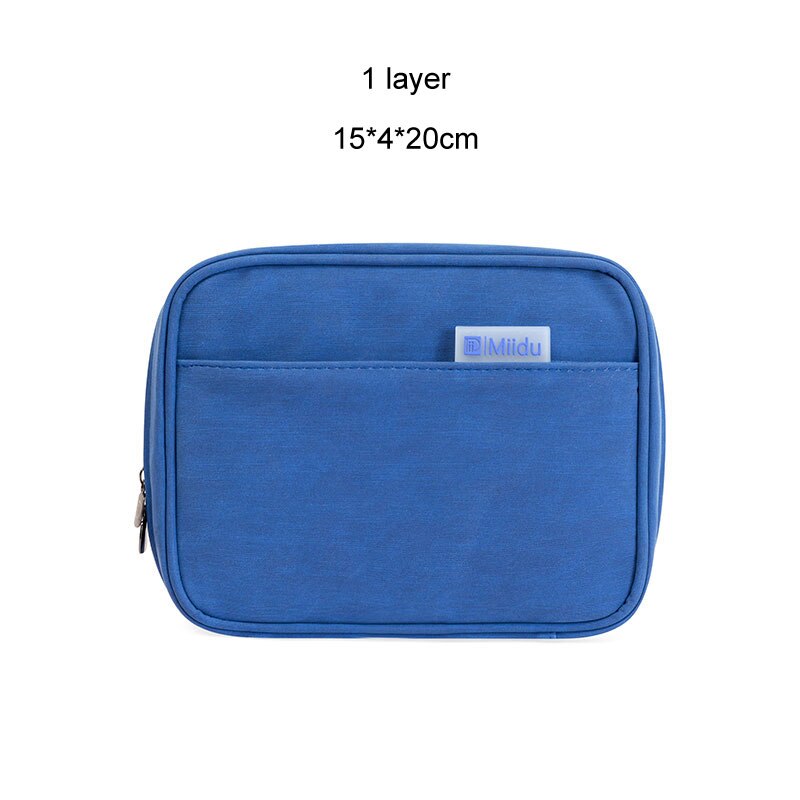 Grand sac cosmétique pour femme Portable sacs numériques organisateur USB Gadgets câbles fils chargeur batterie externe sac de rangement de maquillage: Navy 1 layer