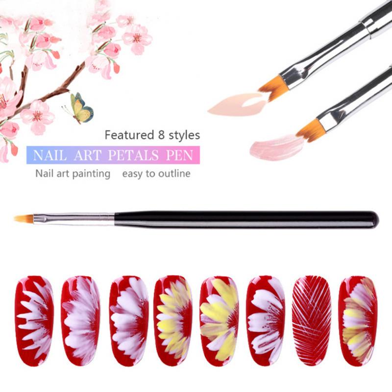 8 unid/set DIY brocha de pintura de uñas varias formas diseños de uñas dibujar líneas flores patrones manicura pluma herramienta de Arte de uñas