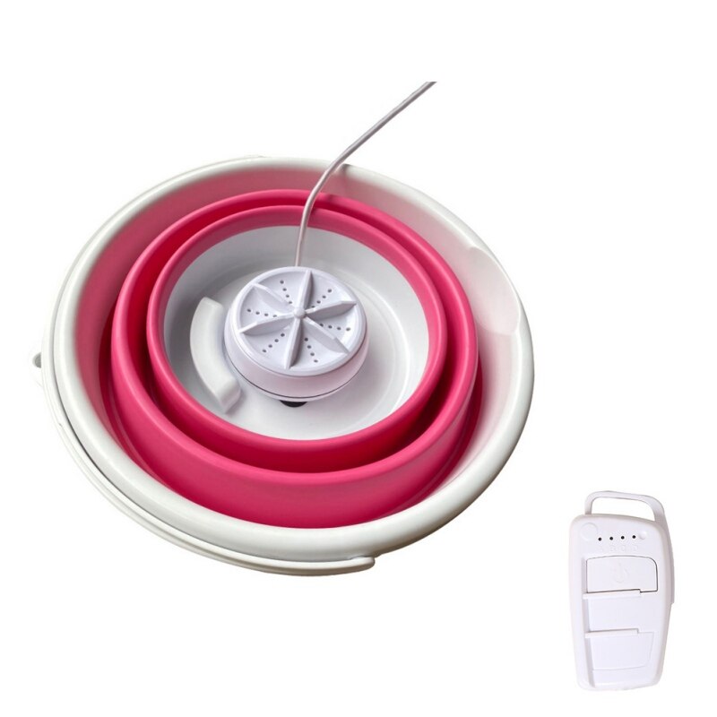Top 2 in 1 bærbar vaskemaskine med foldbart kar ultralyd turbine vaskemaskine usb drevet 10l kapacitet: D