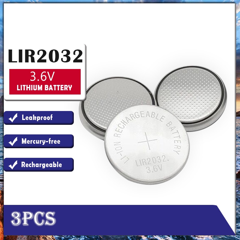 3Pcs LIR2032 Li-Ion Oplaadbare Batterij 3.6V Lithium Button Batterijen Voor Watch Computer Vervangt Lir 2032 CR2032/ML2032
