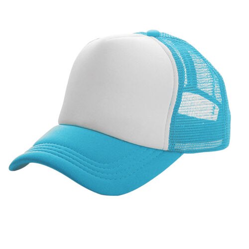 Summer Patchwork Men's Baseball Cap Mesh Caps Women Hat Casual Hip-Hop Baseball Golf Adjustable Women's Cap: light blue white