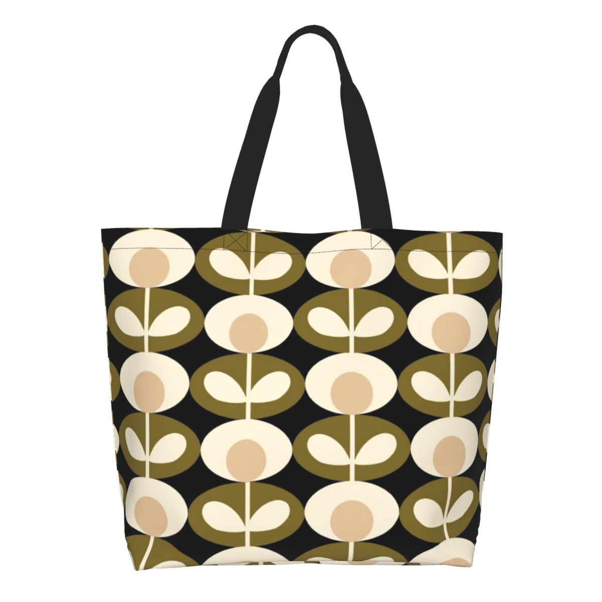 Orla Kiely Abstract Multi Stem Canvas Shopping Bag Big Capacity Grocery Mid Century Scandinavian Geometric Shopper Tote Bags: Blue
