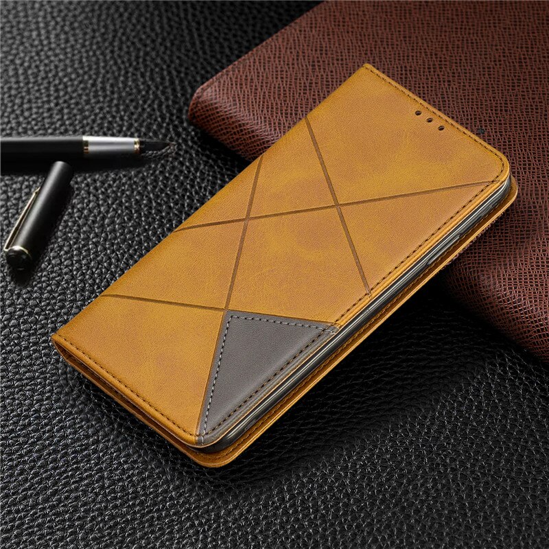 Op Voor Huawei Nova 5 T Case Magnetische Wallet Leather Flip Telefoon Cover Voor Huawei Nova 5 T 5 T nova5t Stand Gevallen Met Kaarthouder: Brownish Yellow