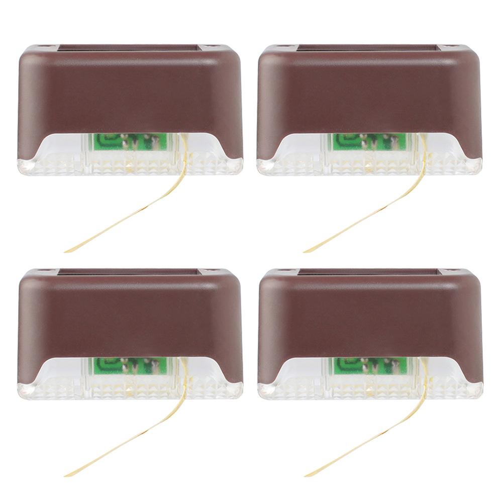 4Pcs LED Solar Lamp Path Stair Outdoor Waterproof Wall Light Garden Landscape Step Stair Deck Lights Balcony Fence Solar Light: RGB Brown