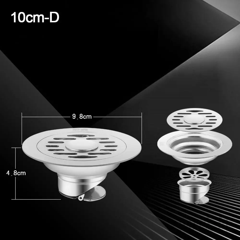 with Grid Grate Cover Shower Floor Drain Stainless steel Square Dual-purpose Floor Drain Dectable Backflow Preventer: Burgundy