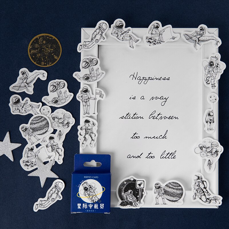 45 st/kartong vintage planet astronaut klistermärke paket diy dagbok bullet journal dekoration klistermärke album scrapbooking