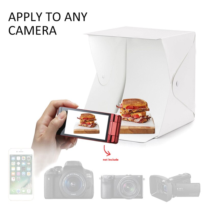 Folding Lightbox Photo Studio LED Desktop Studio Portable Photography Lightbox Studio for Smartphone DSLR Camera